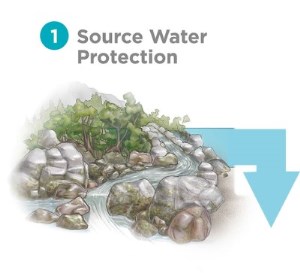 Trust the Tap Source Water protection graphic of a stream