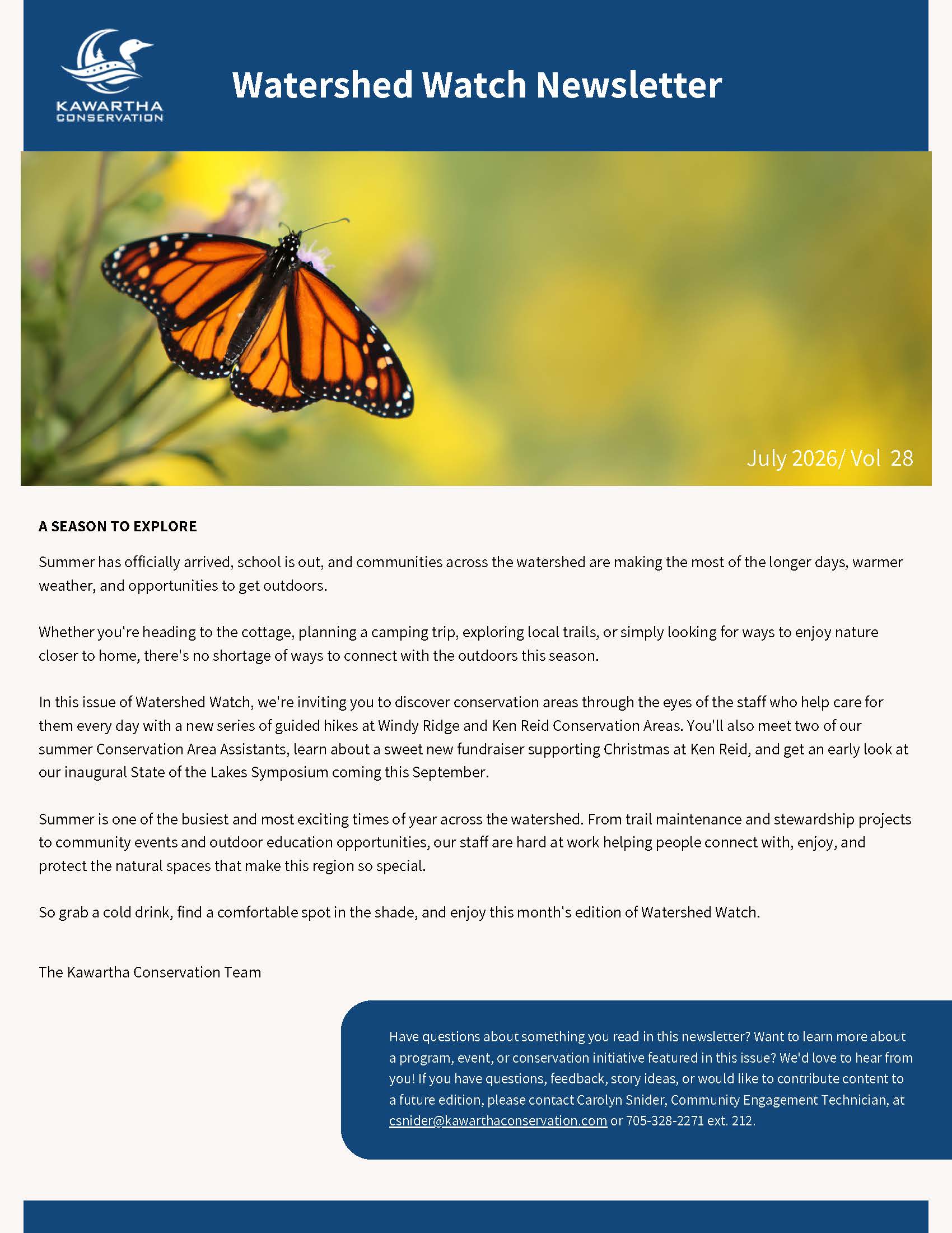July 2026 Cover of Watershed Watch Newsletter
