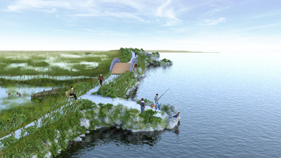 Artist rendition of constructed wetland