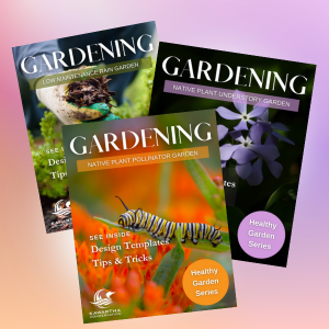 Three garden guide cover pages with plants on them
