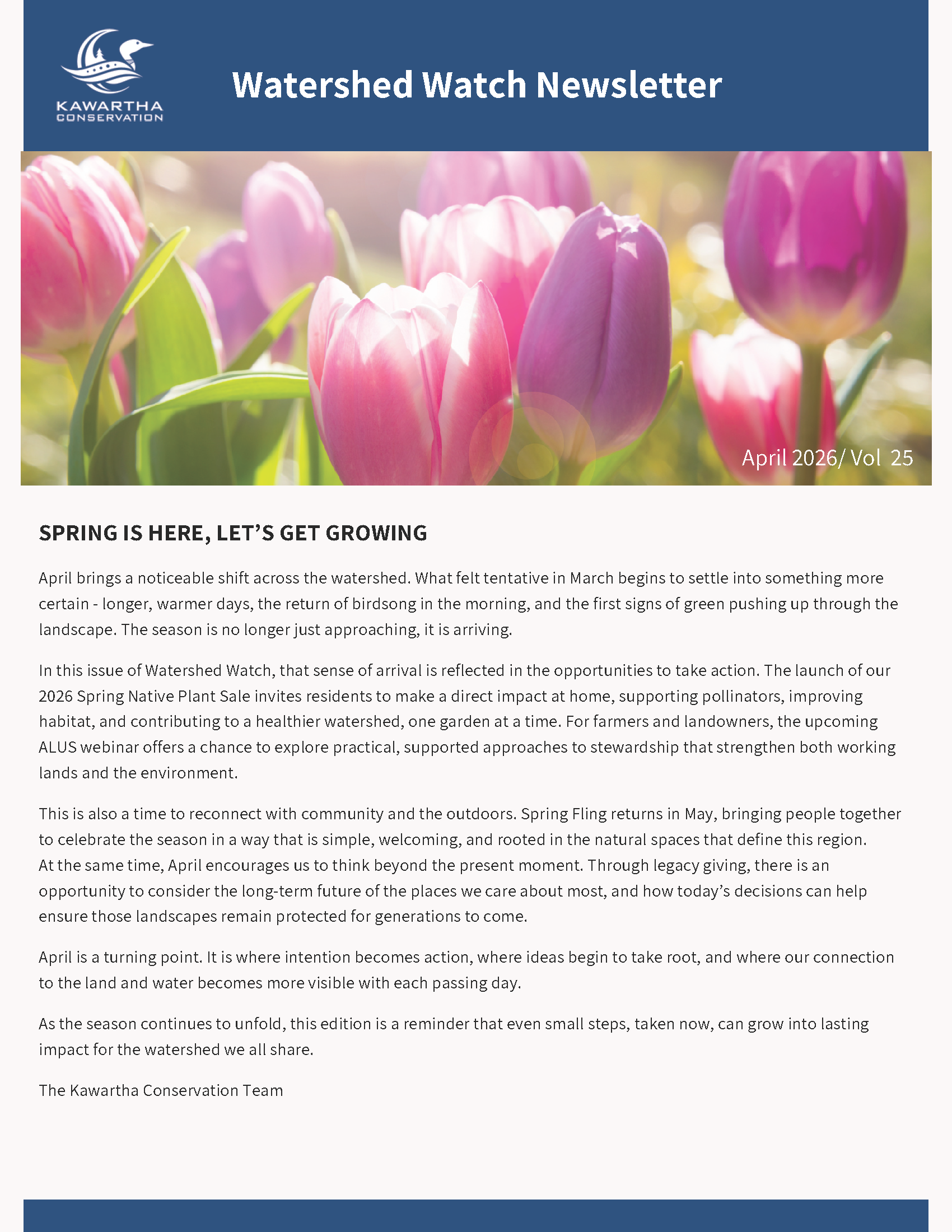 April Cover of the Watershed Watch Newsletter