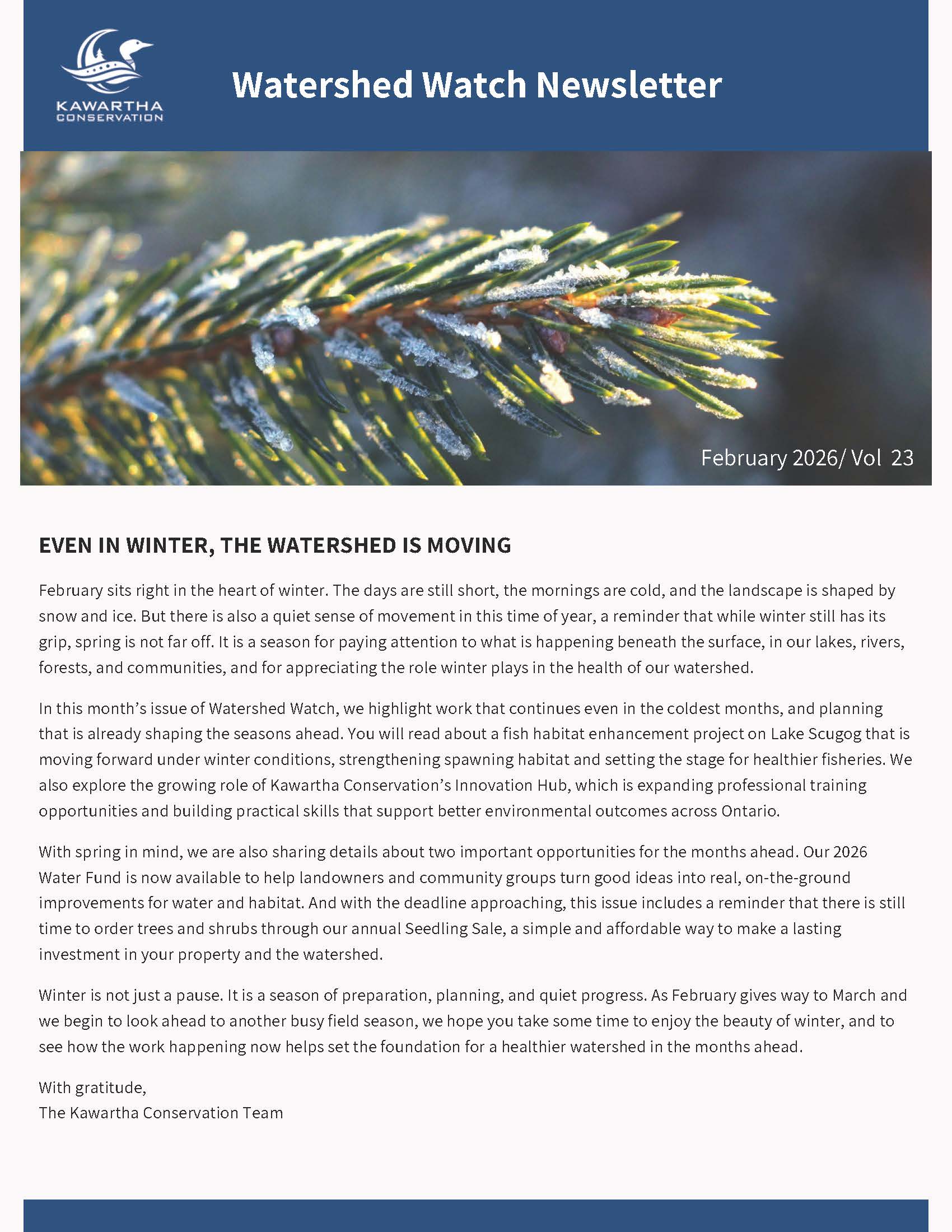 February Watershed Watch Newsletter Cover