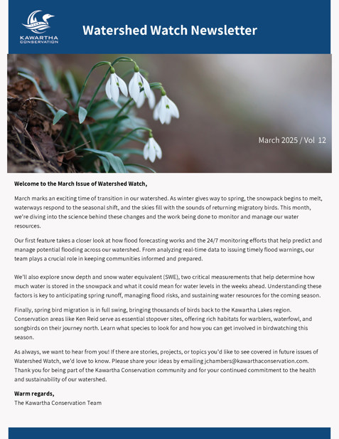 March cover of the Kawartha Conservation Watershed Watch Newsletter